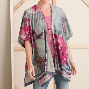 Chico’s Floral Ruana Wrap Jacket Size Small